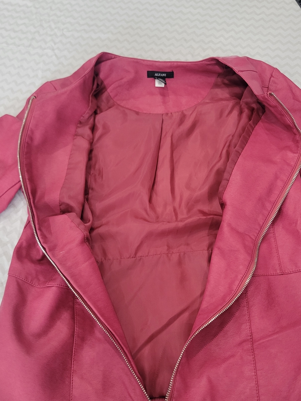 Alfani Dusty Rose Zip-Front Faux Leather Jacket Size Small - Picture 6 of 9